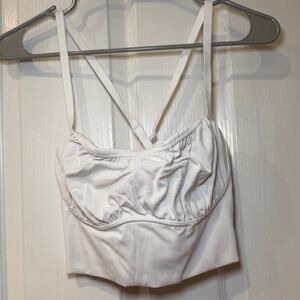 Aerie OFFLINE Real Me Ruched Sports Bra White Size M